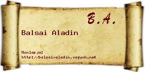 Balsai Aladin névjegykártya